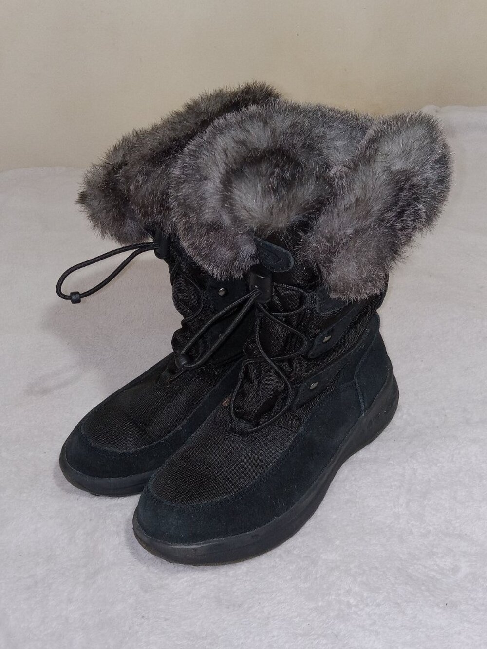 COUGAR Tammy Winter Boots Women's 6M Black Suede Leather Faux Fur Insulated